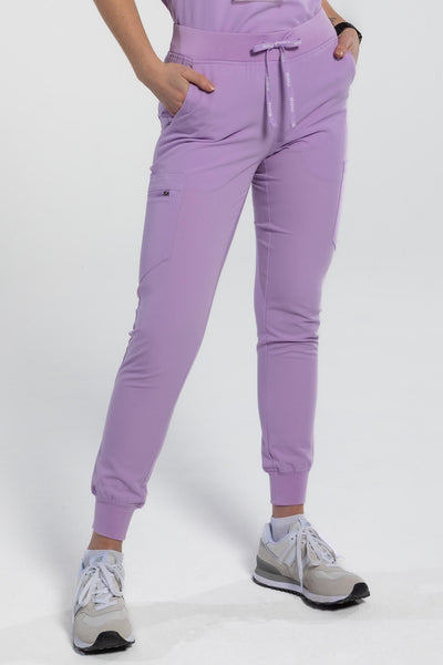 Vena Scrub pant featuring lilac colour and front angle #colour_lilac