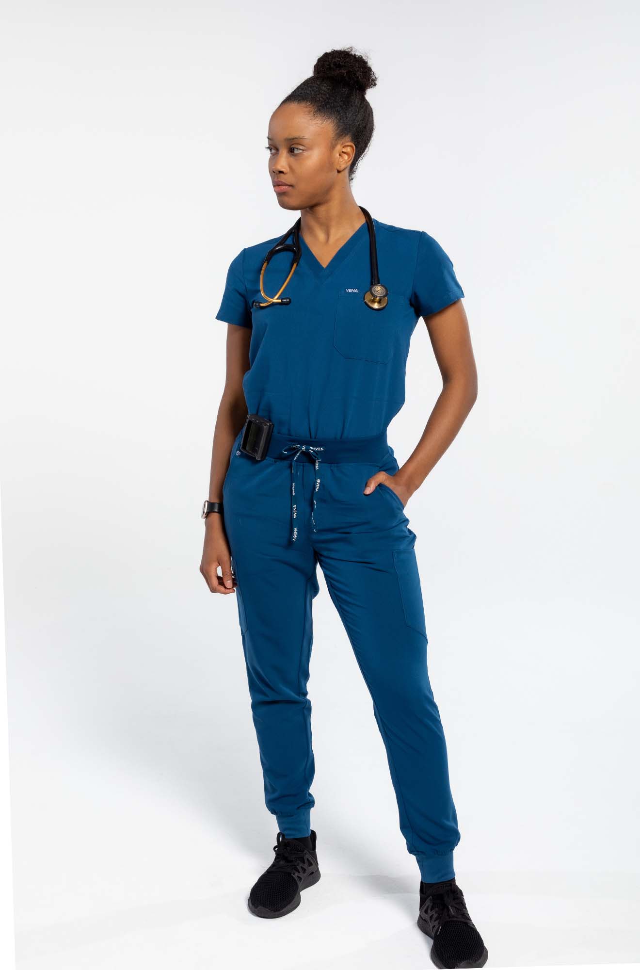 Vena scrub pant in navy blue featuring full set of scrub#colour_navy-blue