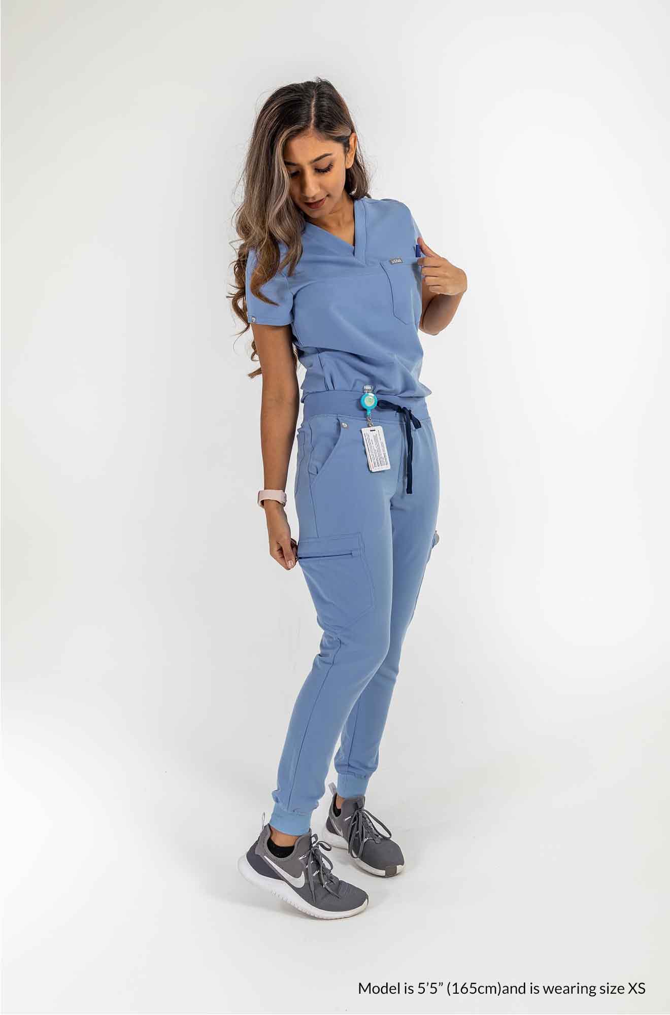 Women's SAYA Jogger Scrub Pant, Lady featuring side pocket of Jogger pant #colour_ceil-blue