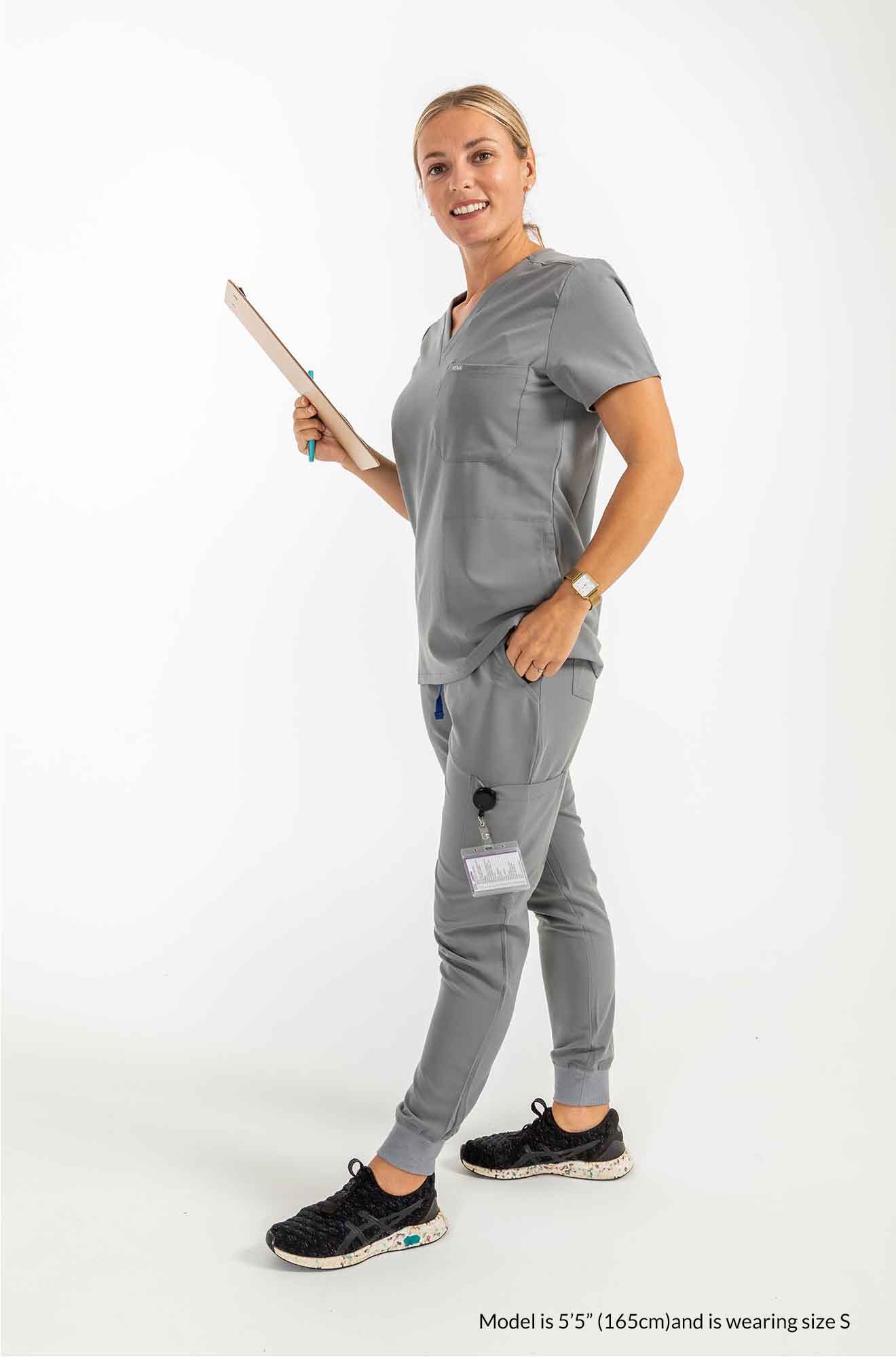 Women's SAYA Jogger Scrub Pant, featuring full set of scrub #colour_grey