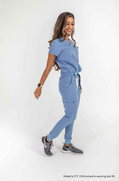 Women's SAYA Jogger Scrub Pant, Lady featuring scrub set #colour_ceil-blue