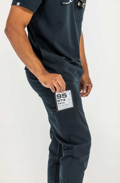 Men's DEX Jogger Scrub Pant Black  Pants, Men getting his ID on the hip pocket of scrub pants#colour_black