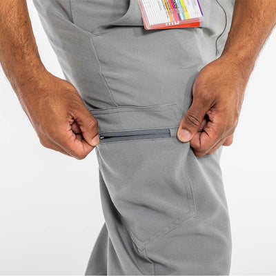 Men's DEX Jogger Scrub Pant, Gentleman featuring the side pocket of scrub pant #colour_grey