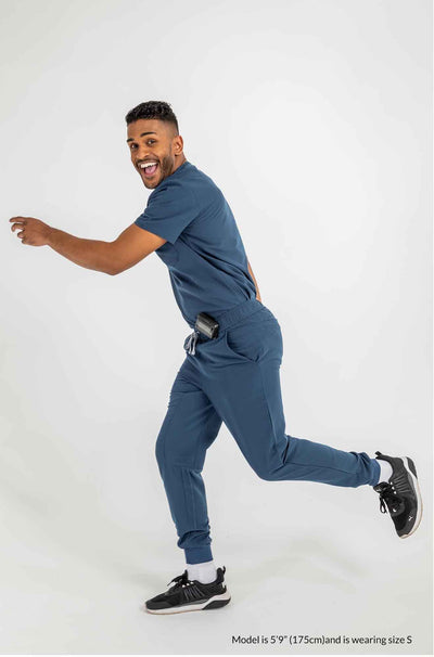 Men's DEX Jogger Scrub Pants, Gentleman wearing scrub sets #colour_navy-blue